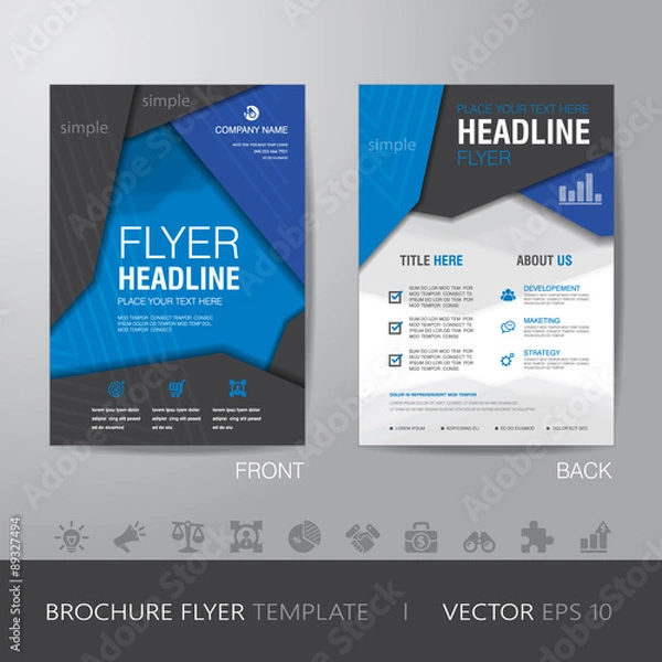 Fototapeta polygon business brochure flyer design layout template in A4 siz