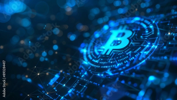 Fototapeta Navigating the Crypto Galaxy: A Blue Background
