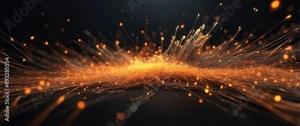 Fototapeta An abstract composition featuring glowing particles and dynamic waves, evoking energy and innovation, perfect for tech and celebration themes
