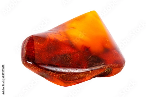 Fototapeta Amber mineral stone on white background close up