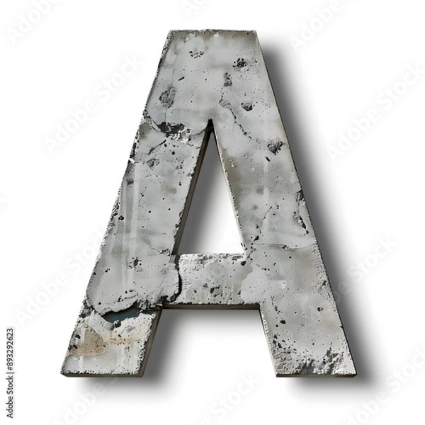 Fototapeta 3D Concrete A Letter with Rough Edges and Speckles
