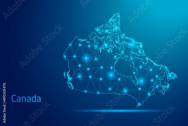 Obraz Canada map - concept of communication technology, graphic of low poly.