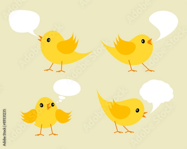 Fototapeta Set of Twittering Yellow Chicks.
