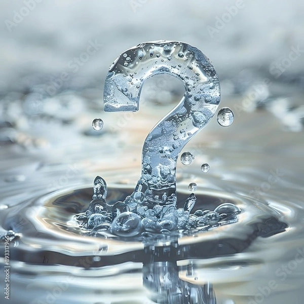 Obraz ice question mark in water with bubbles and soft light