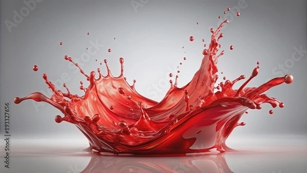 Fototapeta Vibrant red liquid splash against a transparent background, capturing dynamic motion and energy, perfect for creative compositions and abstract designs.