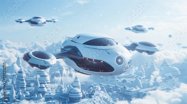 Fototapeta ドローンがたくさん飛ぶ空