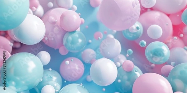Fototapeta 3d balls background, calming rhythms, pastel soft colors blue and pink 3d spheres background