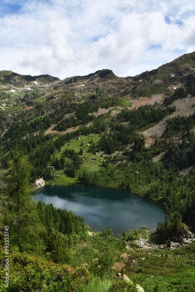 Fototapeta Lake Varnio, an artificial reservoir located above Fontainemore in the Aosta valley