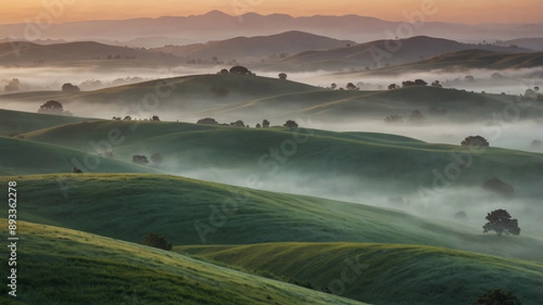 Fototapeta Glass Hills with Pastel Sunset