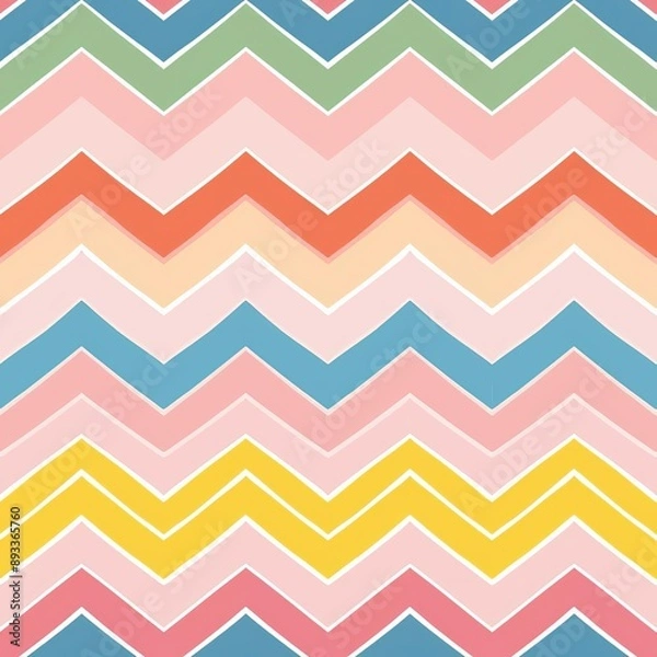 Obraz A few random zigzags, evenly spaced on a pastel pink background, clean magazine cover style, vibrant and fun, high resolution