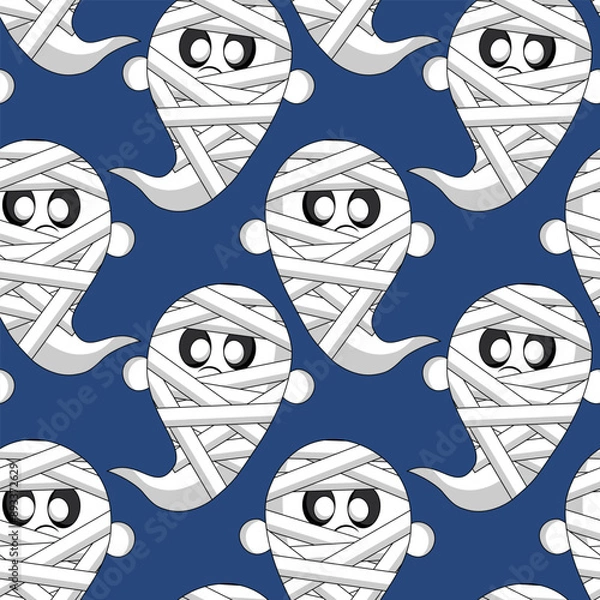 Fototapeta Seamless pattern with Cute cartoon Ghost Mummy