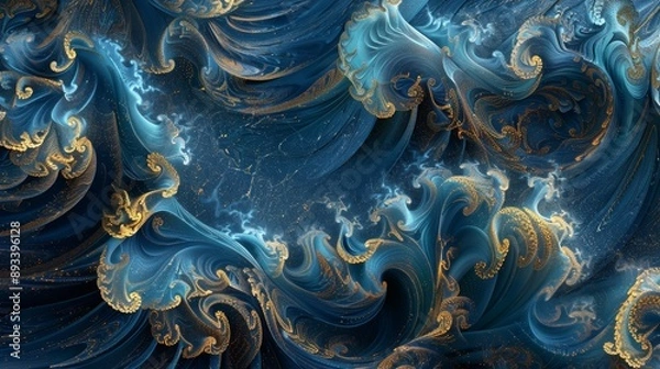 Fototapeta Golden Wave Symphony HighResolution Abstract Art Stock Image for Creative Backgrounds