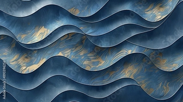 Fototapeta Golden Wave Symphony HighResolution Abstract Art Stock Image for Creative Backgrounds