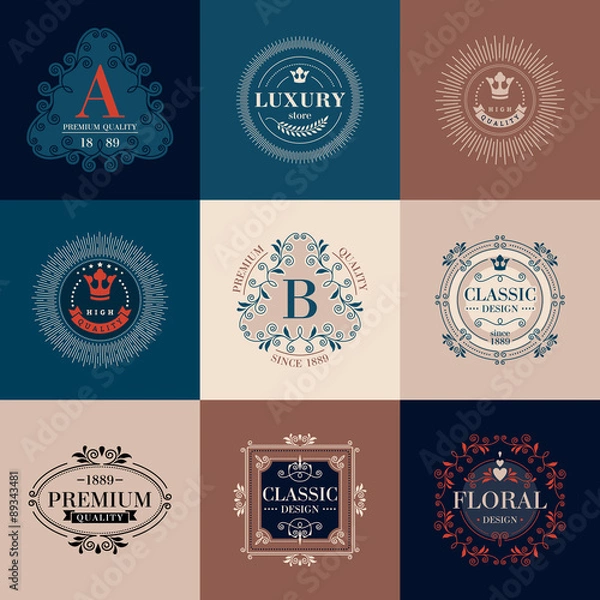 Obraz Luxury logo template ornament labels set.