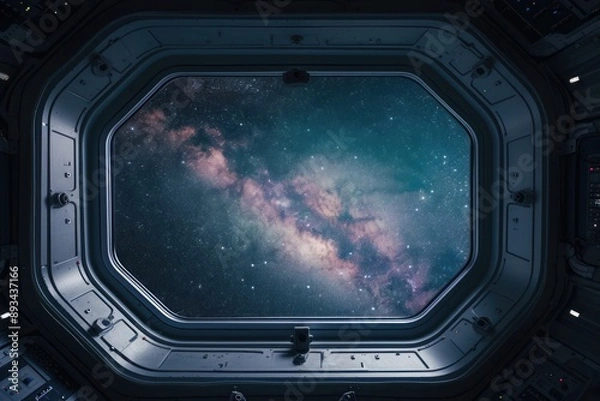 Fototapeta Window see milky way space astronomy nebula.