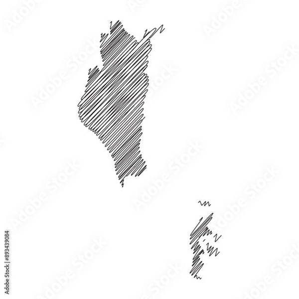 Fototapeta Southern Governorates Bahrain thread map line vector illustration
