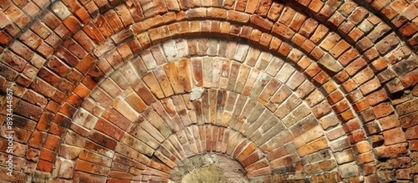 Fototapeta Lines on a brick wall converging toward a central point creating an interesting pattern ideal for use as a copy space image