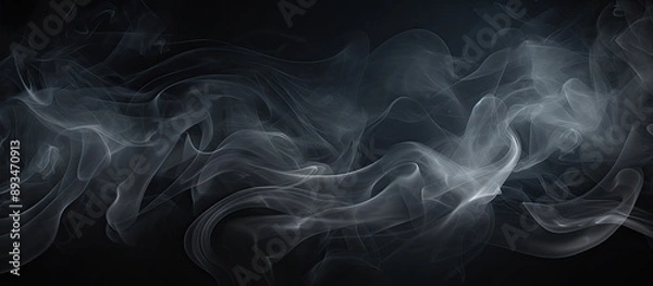 Fototapeta Smoke texture blending against a dark backdrop, creating a natural pattern with a mysterious and captivating foggy atmosphere, perfect for a copy space image.