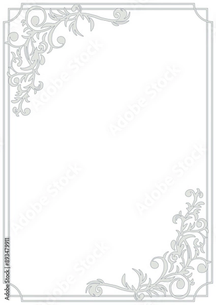 Obraz 植物モチーフをあしらった豪華なフレーム。西洋風額縁。（A4縦）