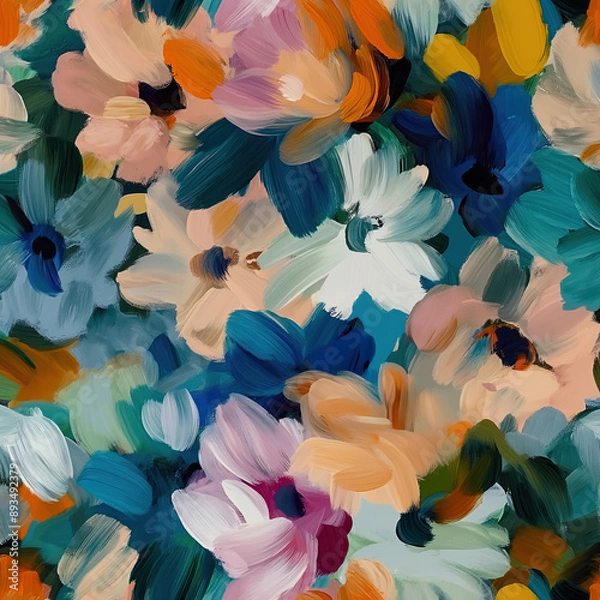 Fototapeta Vibrant Brushstroke Floral Pattern