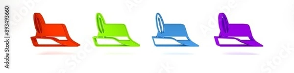 Fototapeta Colorful Oktoberfest hat icon isolated on white background. Hunter hat with feather. German hat. Minimalism concept. 3D render illustration