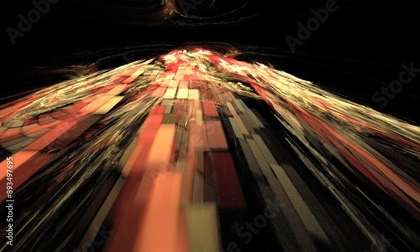Fototapeta Fractal Illustration of Tile Combustion on Black Background