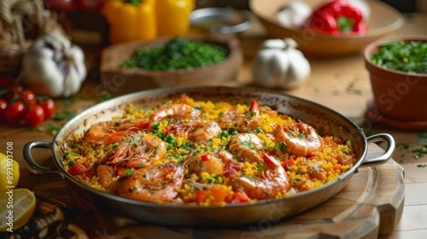 Obraz Colorful and Appetizing Food Photography in a Rustic Kitchen Setting with Natural Light and Inviting Atmosphere