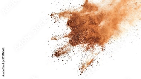 Fototapeta An illustration of cinnamon powder isolated on a white background, top view