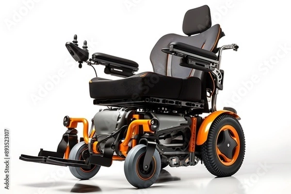 Obraz Wheelchair for disabled on a white background. 3d rendering.