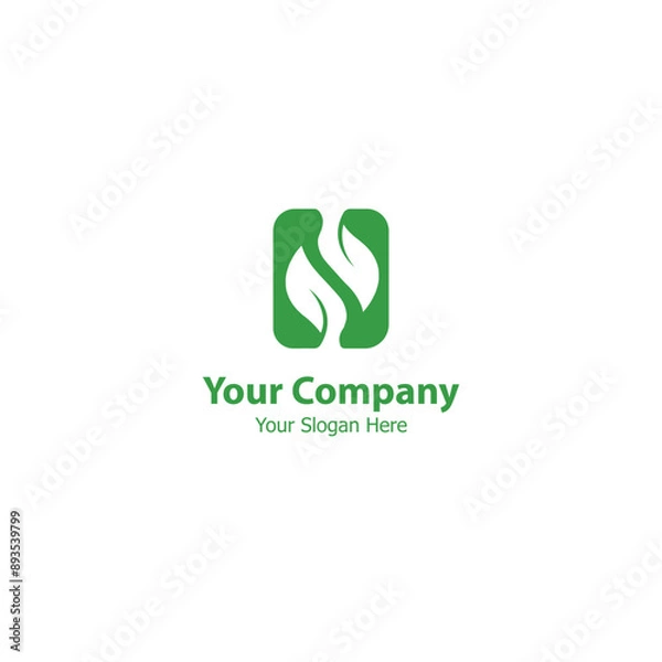 Obraz This logo is inspired by the letter n which means nutrition, and is combined with negative space with a leaf shape which symbolizes nutrition.