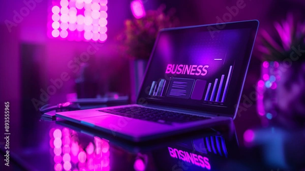 Fototapeta Modern Business Analytics on Laptop