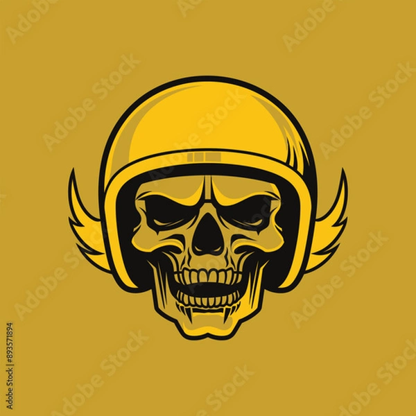 Obraz vector illustration design of a skull wearing a helmet facing forward