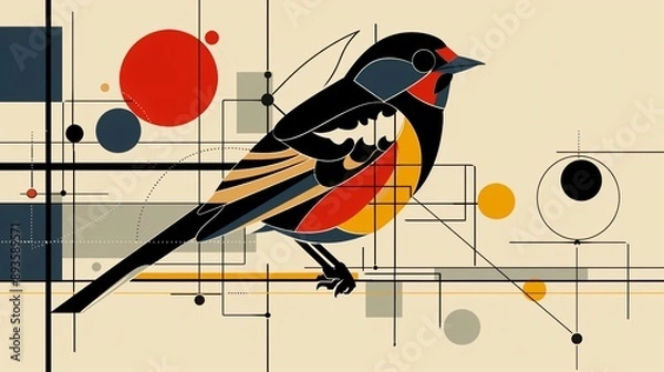 Fototapeta Geometric Bird Symbol