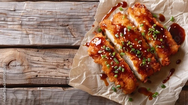 Obraz 和風テーブルの上の日本のとんかつ定食