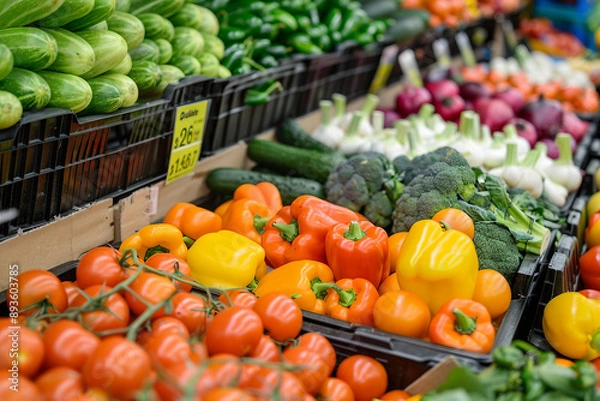 Fototapeta AI generated image of vegetables symbolizing balanced nutrition and healthy diet