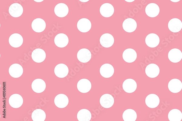 Obraz Big white polka dots on pink background seamless pattern