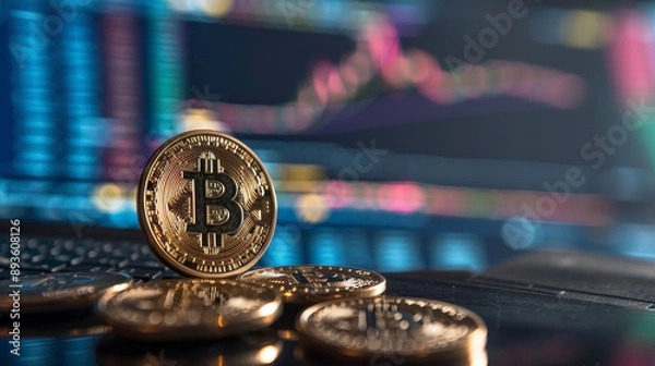 Fototapeta Concetto di investimento in criptovalute e bitcoin