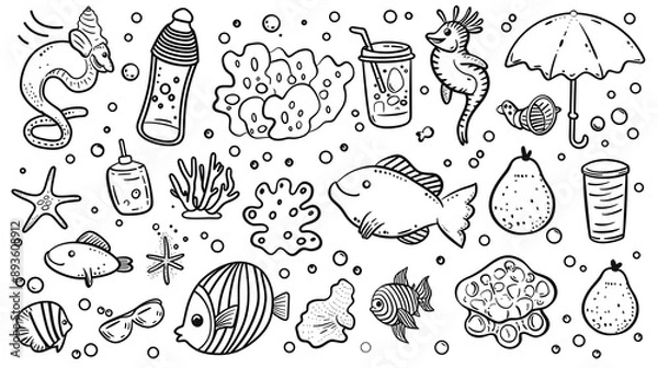 Obraz Vibrant Underwater Marine Life Ecosystem with Tropical Fish and Coral Reef