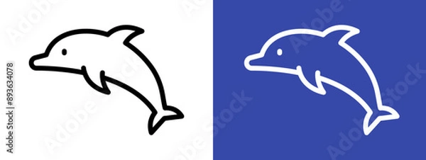 Fototapeta Dolphin icon logo sign set vector outline