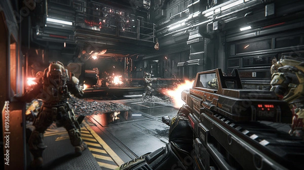 Obraz First player shooter game screenshot view