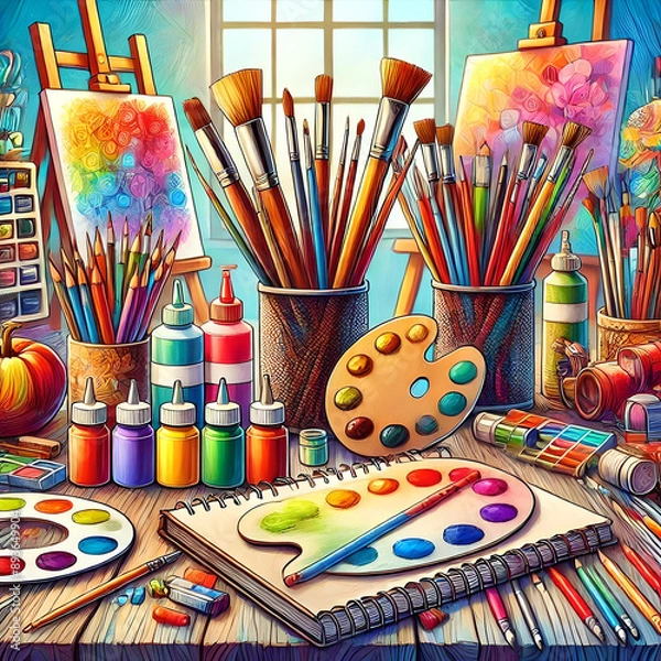 Obraz Creative Art Supplies on Desk