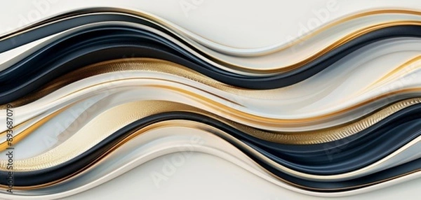 Fototapeta The high-resolution abstract background, featuring blue and gold liquid waves in a fluid art style, uses dark navy, light gray, dark white, and deep amber colors for a captivating visual effect.