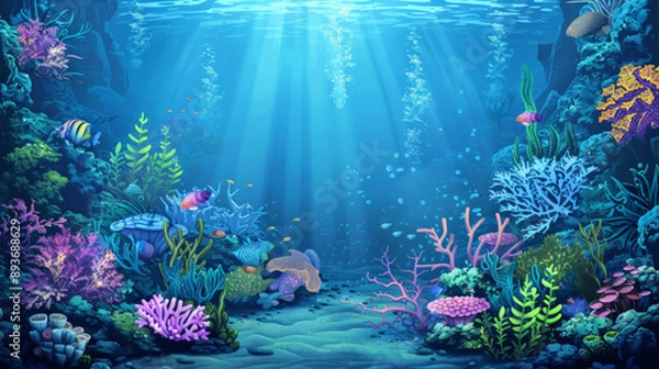 Fototapeta Design templates with underwater parts and coral