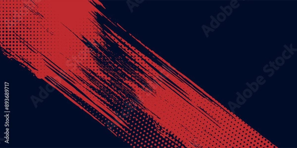 Fototapeta Dots halftone red and blue color pattern gradient grunge texture background. Dots pop art comics sport style modern blue abstract background