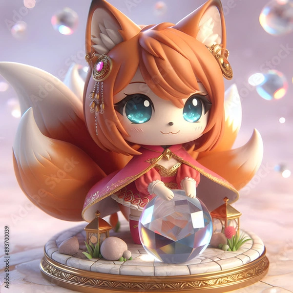 Obraz Chibi Fox with a Crystal Ball
