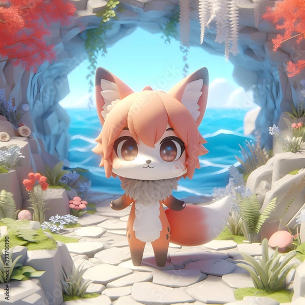 Obraz Chibi Fox in a Hidden Cove