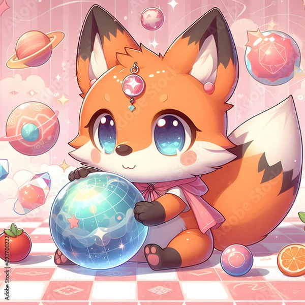 Obraz Chibi Fox with a Crystal Ball