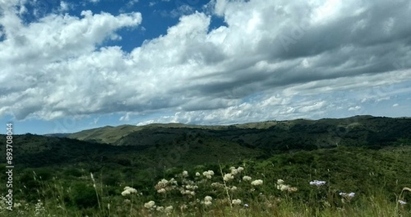 Fototapeta landscape with mountains and clouds