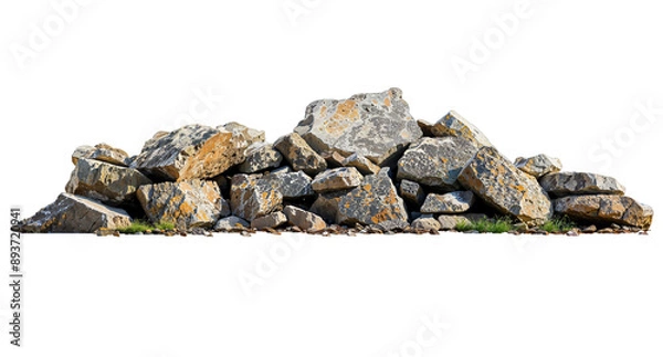 Fototapeta Rocky Rubble Heap Isolated: A mound of rough-hewn rocks and stones piled high.