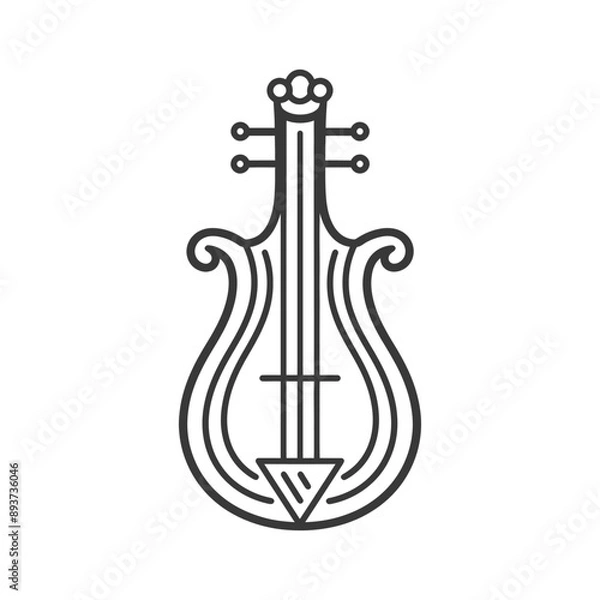 Fototapeta ancient lyre minimalist line art icon logo symbol